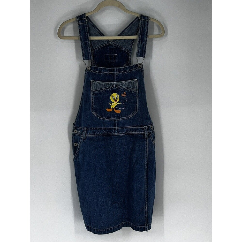 Vintage 2001 Looney Tunes Tweety Bird Denim Overall Skort Women’s XL Y2K